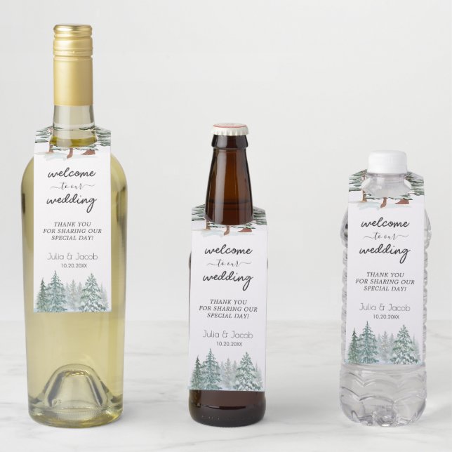 Etiqueta Para Garrafa Casamento Botânico entre Pinheiros Russos de Inver (In Situ)