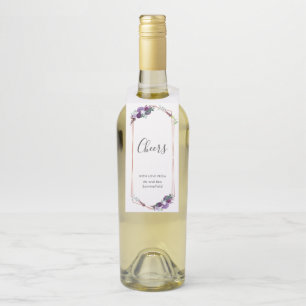 Etiqueta Para Garrafa Casamento Botânico Floral Roxo Dourado