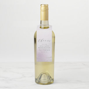 Etiqueta Para Garrafa Casamento de Folhas de Lavanda Roxo de Prata