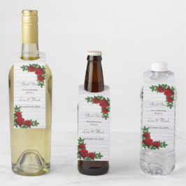 Etiqueta Para Garrafa Casamento De Natal Do Filtro De rosas vermelhas E