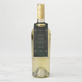 Etiqueta Para Garrafa Casamento Dourado Celestial Emerald