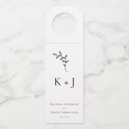 Etiqueta Para Garrafa Casamento Elegante Monograma Simples Minimalista