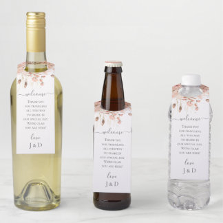 Etiqueta Para Garrafa Casamento Floral Boho Aquarela Seca