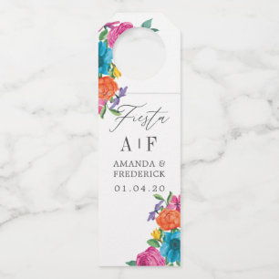 Etiqueta Para Garrafa Casamento Floral Fiesta Aquarela