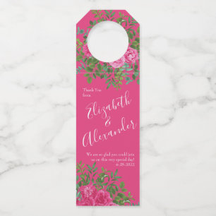Etiqueta Para Garrafa Casamento Floral Rosa Vibrante