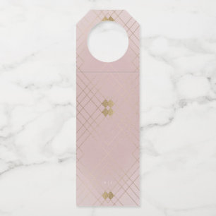 Etiqueta Para Garrafa Casamento Geométrico Deco Gatsby Dourado Rosa-Rosa