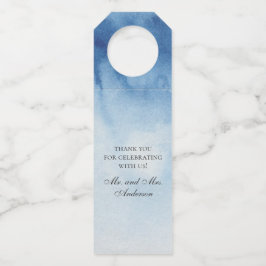 Etiqueta Para Garrafa Casamento náutico azul. Obrigado aquarela azul-mar