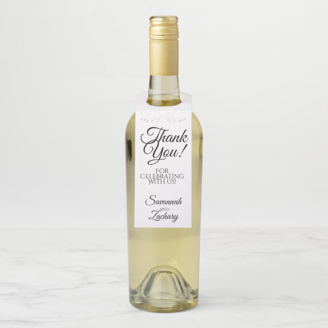 Etiqueta Para Garrafa Casamento Negro e Branco Elegante Simples Obrigado (Na garrafa)