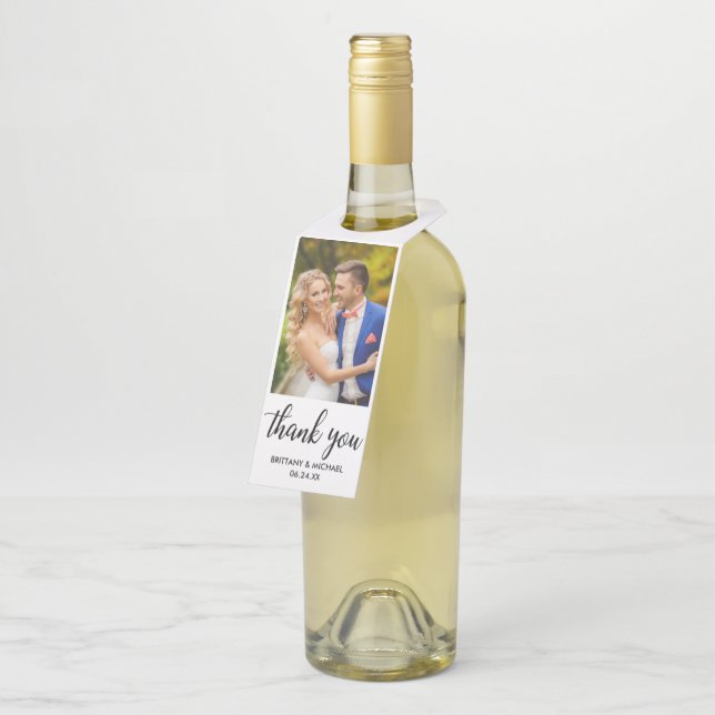Etiqueta Para Garrafa Casamento Obrigado Noiva e Foto de noiva (Inclinado)