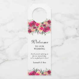 Etiqueta Para Garrafa Casamento Personalizado Cor Floral Cor-de-Rosa
