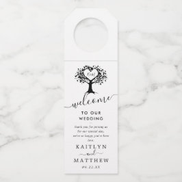 Etiqueta Para Garrafa Casamento Simples de Árvores do Coração em Monogra