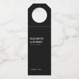 Etiqueta Para Garrafa Casamento Tradicional Chic Preto e Branco Minimali