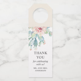 Etiqueta Para Garrafa Casamentos de água-colorida. Obrigado de cactus