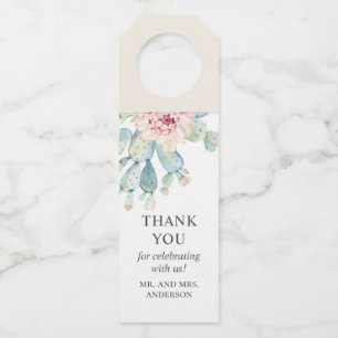 Etiqueta Para Garrafa Casamentos de água-colorida. Obrigado de cactus