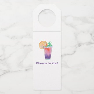 Etiqueta Para Garrafa Celebração de Bebida Tropical em Aquarela Elegante