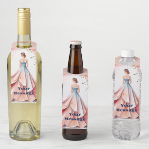 Etiqueta Para Garrafa Celebração de Quinceanera de Aquarela