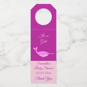 Etiqueta Para Garrafa Chá de fraldas Narral bonito Rosa Menino