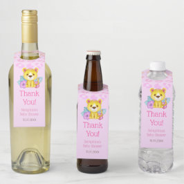 Etiqueta Para Garrafa Chá de fraldas Rainbow Lepard Obrigado