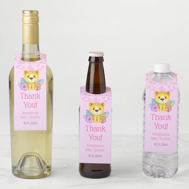 Etiqueta Para Garrafa Chá de fraldas Rainbow Lepard Obrigado (In Situ)