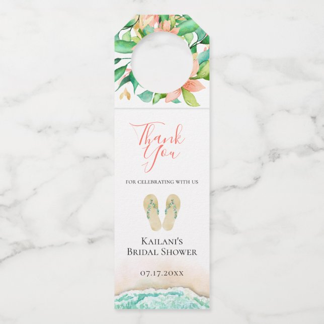 Etiqueta Para Garrafa Chinelos Botânicos de Praia (Frente)