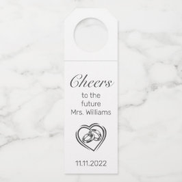 Etiqueta Para Garrafa Chuva de Noiva Minimalista Moderna Branco Preto