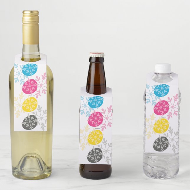 Etiqueta Para Garrafa CMYK Snowflakes (In Situ)
