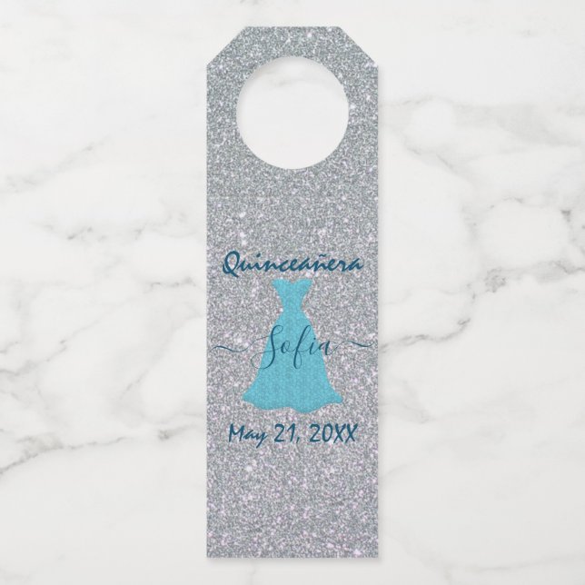 Etiqueta Para Garrafa Comemoração Glittering Quinceanera (Frente)