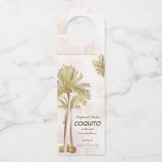 Etiqueta Para Garrafa Coquito Coco Tropical Palmeira (Frente)