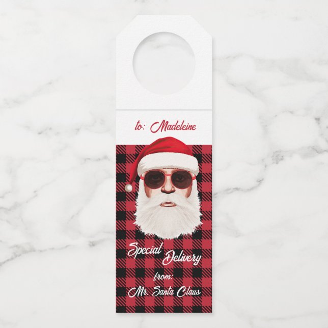 Etiqueta Para Garrafa Diversos Papais noeis especiais de entrega Xadrez  (Frente)