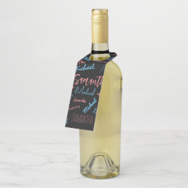 Etiqueta Para Garrafa Dois nomes casal padrão monograma rosa claro azul