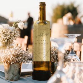 Etiqueta Para Garrafa Dourado Casamento Geométrico Metálico ID648