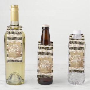 Etiqueta Para Garrafa Dourado Feliz Natal Black Stripes
