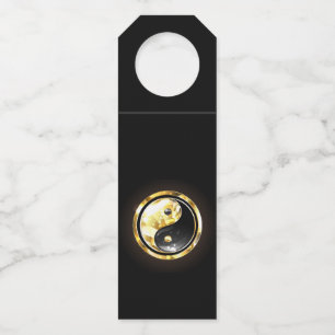 Etiqueta Para Garrafa Dourado Yin Yang a preto