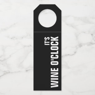 Etiqueta Para Garrafa É VINHO O'CLOCK em preto