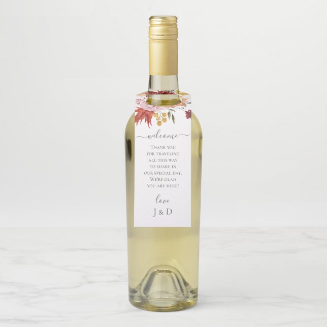 Etiqueta Para Garrafa Elegant Fall Leaves Autumn Wedding  (Na garrafa)