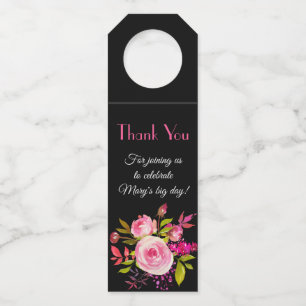 Etiqueta Para Garrafa Elegante Floral Watercolor Obrigado Por Se Juntar