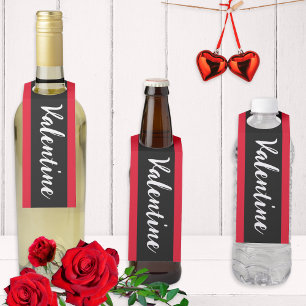 Etiqueta Para Garrafa Elegante Minimalista Dia dos Namorados Vermelho Pr
