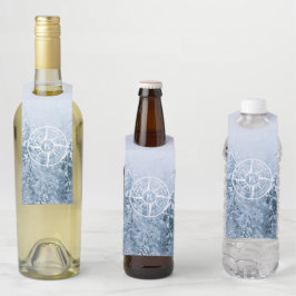 Etiqueta Para Garrafa Emblema de estrela da bússola monograma de inverno