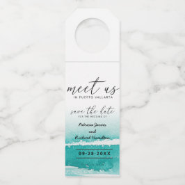 Etiqueta Para Garrafa Encontre-nos no Casamento de Destino Teal Save The