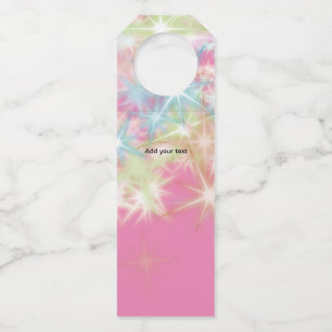 Etiqueta Para Garrafa Estrelas simples de brilho rosa em glitter adicion