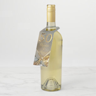 Etiqueta Para Garrafa Falso elegante do 50th aniversário do casamento
