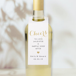 Etiqueta Para Garrafa Favor de casamento Modern Gold Heart Cheers