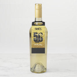 Etiqueta Para Garrafa Favor de festa de 50 anos elegante preto e dourado