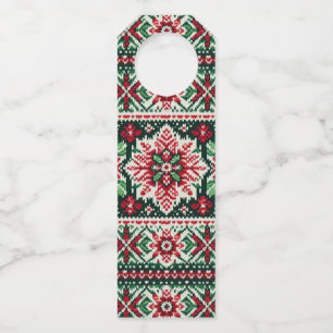 Etiqueta Para Garrafa Feira de Natal/Inverno vermelha e verde