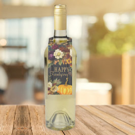 Etiqueta Para Garrafa Feliz Dia de Ação de Graças e Amizade outono