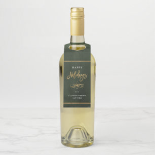 Etiqueta Para Garrafa Feliz Natal Faux Gold Foil Corporate Gift