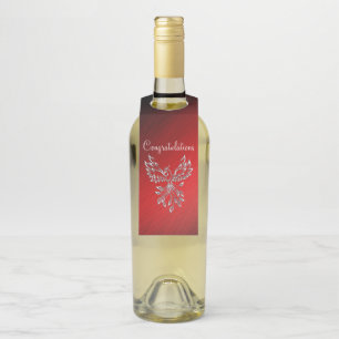 Etiqueta Para Garrafa Fênix Branca Cresce Vermelho em Cinzas Negras Para