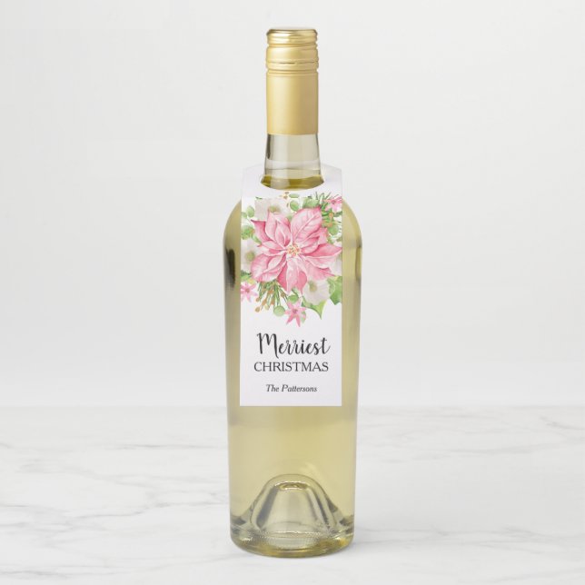 Etiqueta Para Garrafa Feriado de Natal Floral de Poinsettia (Na garrafa)