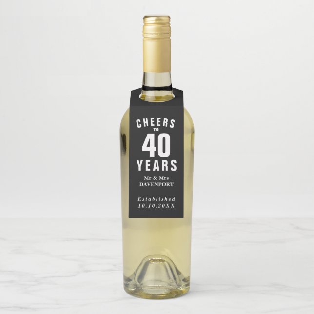 Etiqueta Para Garrafa Festa elegante do 40º aniversário de casamento (Na garrafa)