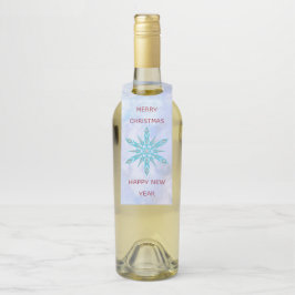 Etiqueta Para Garrafa Floco de neve azul com diamantes